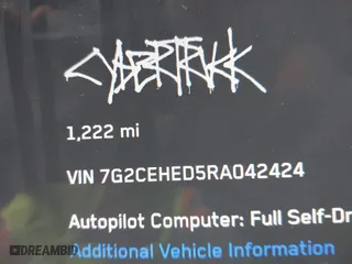 2024 Tesla Cybertruck with VIN 7G2CEHED5RA042424, listed as a IAAI auction lot 41242343 with 1,222 mi miles. Bid and sale history available at carsss.com. Image 16.