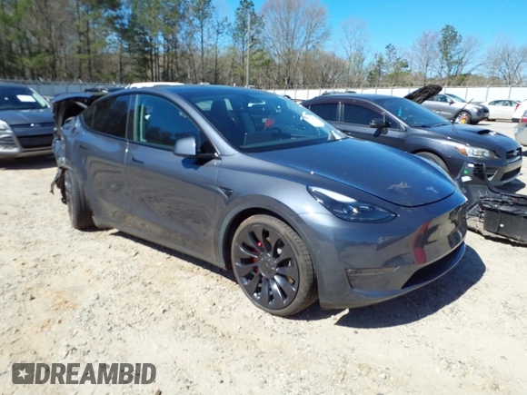 2022 Tesla Model Y Performance with VIN 7SAYGDEF9NF544205, listed as a IAAI auction lot 41825453 with 33,039 mi miles and . Bid and sale history available at DreamBid. Image 1.