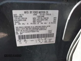 2015 Ford Edge SE с VIN 2FMTK4G97FBB61192, выставлен на аукционе IAAI как лот 42344080 с пробегом Не указан миль и . История ставок и продаж доступна на DreamBid. Изображение 9.
