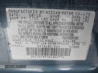 2016 Nissan Versa S with VIN 3N1CN7AP3GL812976, listed as a IAAI auction lot 41269955 with 178,968 mi miles. Bid and sale history available at carsss.com. Image 9.