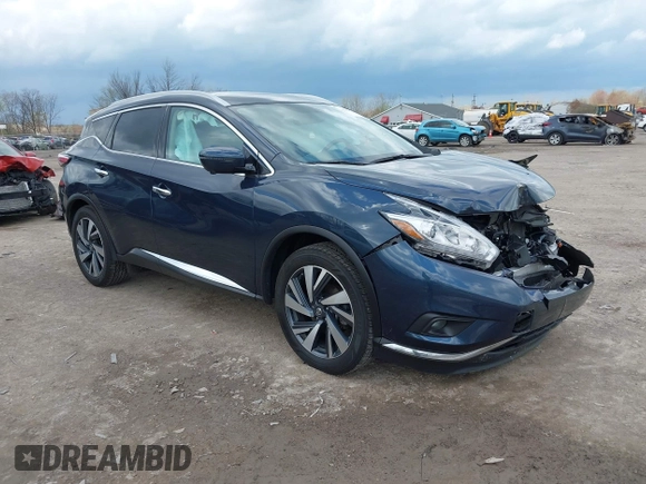 2018 Nissan Murano Platinum with VIN 5N1AZ2MH9JN192329, listed as a IAAI auction lot 42084760 with 58,936 mi miles and . Bid and sale history available at carsss.com. Image 1.