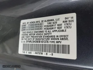 2014 Honda Odyssey LX with VIN 5FNRL5H28EB101376, listed as a IAAI auction lot 41772529 with 122,504 mi miles. Bid and sale history available at carsss.com. Image 9.