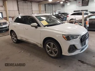 2021 Audi Q3 S line Premium with VIN WA1DECF31M1117215, listed as a IAAI auction lot 41516305 with 44,556 mi miles. Bid and sale history available at carsss.com. Image 1.