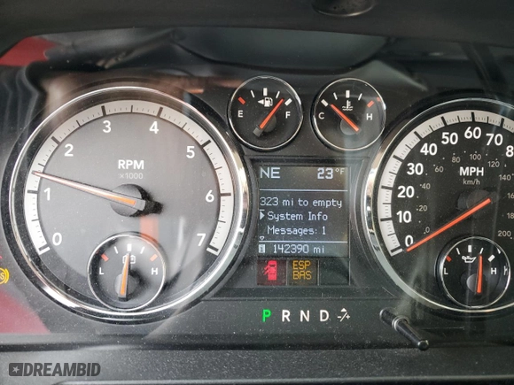 2009 Dodge Ram 1500 SLT with VIN 1D3HB18P69S749642, listed as a Copart auction lot 44343995 with 142,390 mi miles and Salvage Title. Bid and sale history available at carsss.com. Image 9.