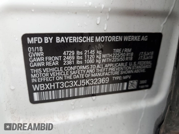 2018 BMW X1 xDrive28i with VIN WBXHT3C3XJ5K32369, listed as a Copart auction lot 71373882 with 0 mi miles. Bid and sale history available at carsss.com. Image 12.
