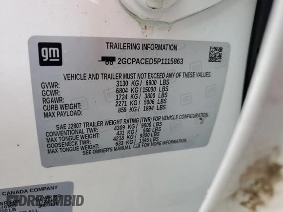 2023 Chevrolet Silverado 1500 LT with VIN 2GCPACED5P1115863, listed as a Copart auction lot 73795134 with 3,827 mi miles and Salvage Title. Bid and sale history available at DreamBid. Image 12.
