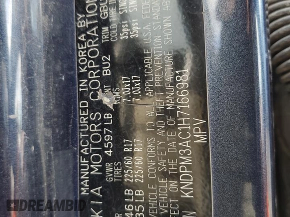 2017 Kia Sportage LX with VIN KNDPM3AC1H7166981, listed as a Copart auction lot 44185085 with 201,734 mi miles and Salvage Title. Bid and sale history available at DreamBid. Image 12.