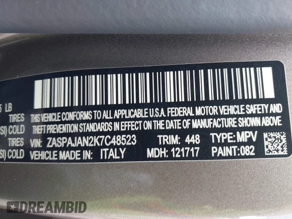 2019 Alfa Romeo Stelvio z VIN ZASPAJAN2K7C48523, wystawiony jako IAAI lot #42246378 z przebiegiem 46 546 mil mil oraz . Historia ofert i sprzedaży dostępna na DreamBid. Obrazek 9.