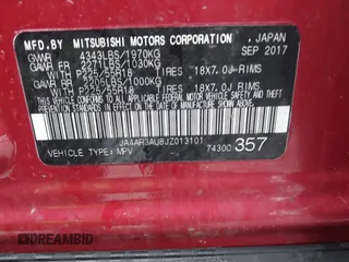 2018 Mitsubishi Outlander Sport ES 2.0 with VIN JA4AR3AU8JZ013101, listed as a IAAI auction lot 41668503 with 107,259 mi miles. Bid and sale history available at carsss.com. Image 9.
