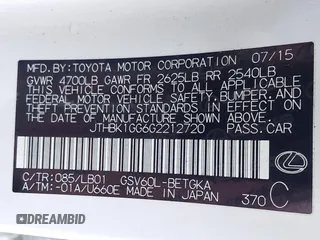 2016 Lexus ES 350 with VIN JTHBK1GG6G2212720, listed as a IAAI auction lot 40983798 with 99,528 mi miles. Bid and sale history available at carsss.com. Image 9.