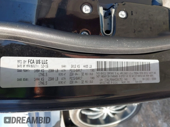 2017 Jeep Patriot Sport with VIN 1C4NJPBAXHD201751, listed as a IAAI auction lot 41572197 with 84,478 mi miles. Bid and sale history available at carsss.com. Image 9.