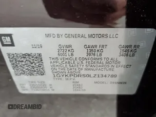 2020 Cadillac XT6 AWD Premium Luxury with VIN 1GYKPDRS0LZ134789, listed as a Copart auction lot 60782245 with 61,138 mi miles and Salvage title. Bid and sale history available at DreamBid. Image 13.