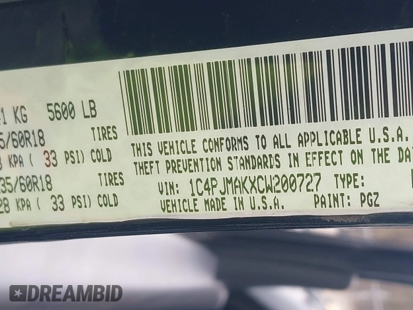 2012 Jeep Liberty Sport with VIN 1C4PJMAKXCW200727, listed as a IAAI auction lot 41867942 with 79,534 mi miles. Bid and sale history available at carsss.com. Image 9.