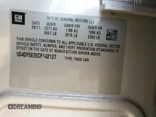 2012 Buick LaCrosse Premium 2 with VIN 1G4GF5E35CF142127, listed as a Copart auction lot 60421255 with 71,862 mi miles and Salvage title. Bid and sale history available at DreamBid. Image 12.