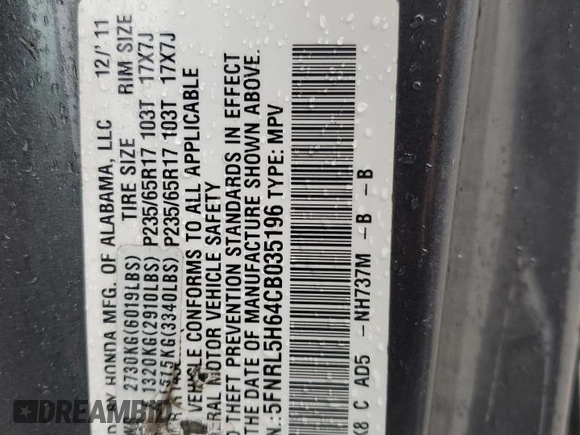 2012 Honda Odyssey EX-L with VIN 5FNRL5H64CB035196, listed as a Copart auction lot 71566704 with 243,529 mi miles and Salvage Title. Bid and sale history available at carsss.com. Image 15.
