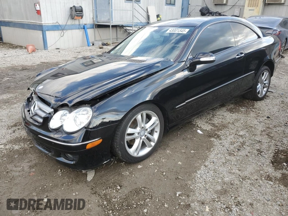 2008 Mercedes-Benz CLK 350 with VIN WDBTJ56H48F241149, listed as a Copart auction lot 43001345 with 39,222 mi miles and Salvage title. Bid and sale history available at DreamBid. Image 1.