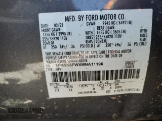 2021 Ford Explorer Limited с VIN 1FM5K8FWXMNA11196, выставлен на аукционе Copart как лот 53548185 с пробегом Не указан миль и Списание • Salvage title. История ставок и продаж доступна на DreamBid. Изображение 13.
