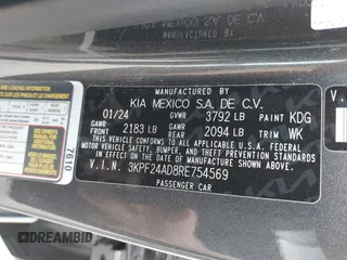 2024 Kia Forte LXS z VIN 3KPF24AD8RE754569, wystawiony jako IAAI lot #42220973 z przebiegiem 36 854 mil mil oraz . Historia ofert i sprzedaży dostępna na DreamBid. Obrazek 9.