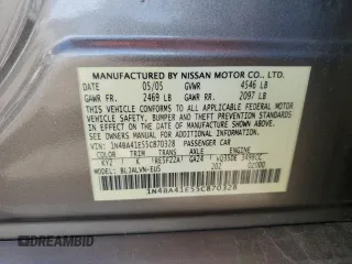 2005 Nissan Maxima SL with VIN 1N4BA41E55C870328, listed as a Copart auction lot 65104925 with 193,889 mi miles and Salvage title. Bid and sale history available at DreamBid. Image 12.