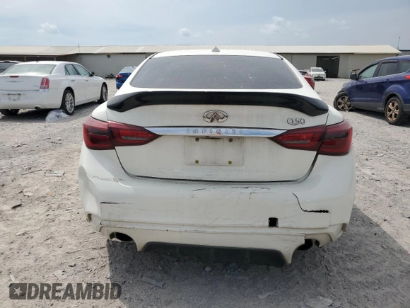 2018 Infiniti Q50 Luxe with VIN JN1EV7AP4JM352281, listed as a Copart auction lot 62262735 with 148,158 mi miles and Salvage title. Bid and sale history available at DreamBid. Image 6.