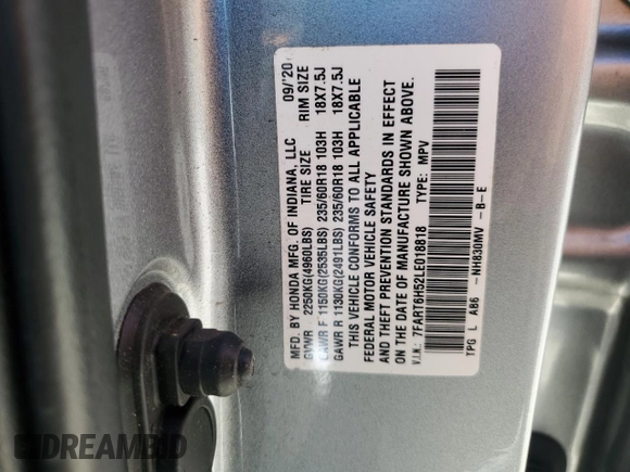 2020 Honda CR-V EX with VIN 7FART6H52LE018818, listed as a Copart auction lot 49762645 with 65,923 mi miles and Salvage Title. Bid and sale history available at DreamBid. Image 15.