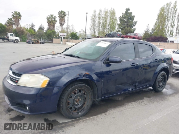 2013 Dodge Avenger SXT with VIN 1C3CDZCB0DN662712, listed as a IAAI auction lot 42070421 with 160,434 mi miles and . Bid and sale history available at carsss.com. Image 2.