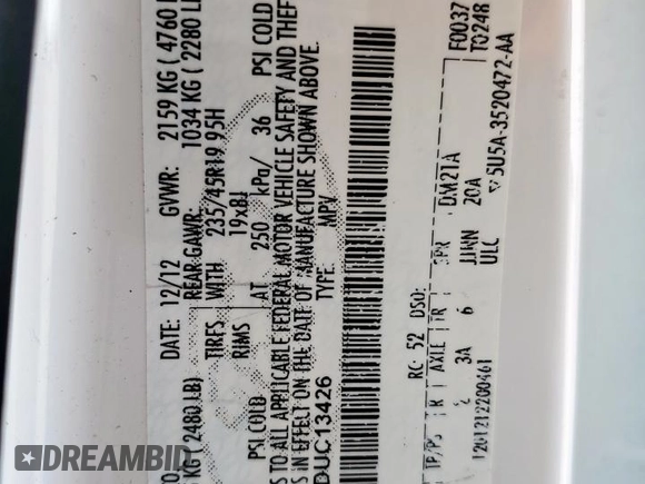 2013 Ford Escape Titanium z VIN 1FMCU0J90DUC13426, wystawiony jako Copart lot #53643565 z przebiegiem 176 600 mil mil oraz Szkoda całkowita • Salvage title. Historia ofert i sprzedaży dostępna na DreamBid. Obrazek 13.
