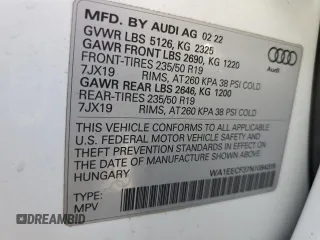 2022 Audi Q3 S line Premium Plus with VIN WA1EECF37N1084209, listed as a Copart auction lot 46819905 with 12,574 mi miles and Salvage Title. Bid and sale history available at carsss.com. Image 15.