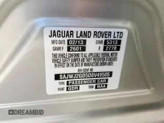2013 Jaguar XJ Portfolio with VIN SAJWJ2GD5D8V49505, listed as a Copart auction lot 61171955 with 129,158 mi miles and Salvage title. Bid and sale history available at DreamBid. Image 13.