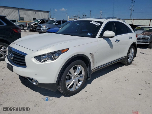 2014 Infiniti QX70 with VIN JN8CS1MWXEM412393, listed as a Copart auction lot 71877304 with 86,401 mi miles and Salvage Title. Bid and sale history available at carsss.com. Image 1.