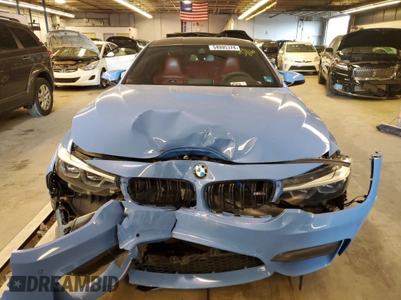 2018 BMW M4 with VIN WBS4Y9C56JAC86367, listed as a Copart auction lot 54995374 with 85,280 mi miles and Salvage Title. Bid and sale history available at carsss.com. Image 5.