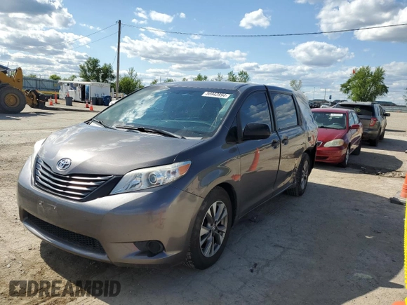 2017 Toyota Sienna L with VIN 5TDZZ3DC5HS818593, listed as a Copart auction lot 56942894 with 114,359 mi miles and Salvage Title. Bid and sale history available at DreamBid. Image 1.