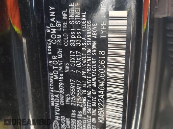 2021 Hyundai Kona SEL with VIN KM8K22AA6MU600618, listed as a Copart auction lot 67609542 with 43,691 mi miles. Bid and sale history available at carsss.com. Image 15.