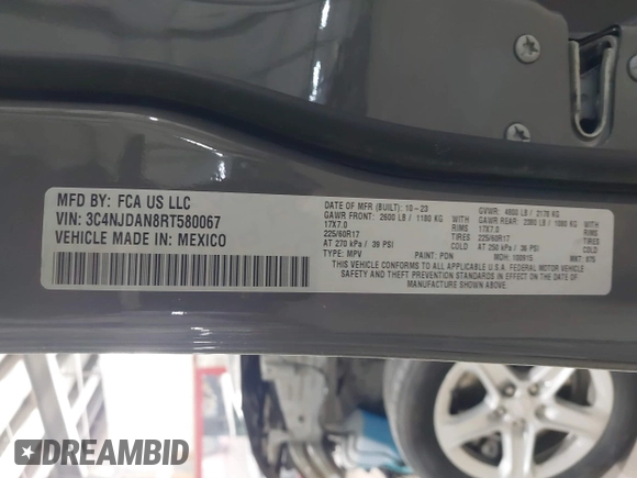 2024 Jeep Compass Sport с VIN 3C4NJDAN8RT580067, выставлен на аукционе IAAI как лот 41589835 с пробегом 29 014 миль миль и . История ставок и продаж доступна на DreamBid. Изображение 9.