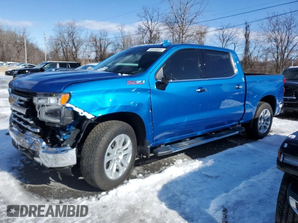 2023 Chevrolet Silverado 1500 LTZ with VIN 1GCUDGE82PZ121034, listed as a Copart auction lot 45558035 with 19,243 mi miles and Salvage Title. Bid and sale history available at carsss.com. Image 1.