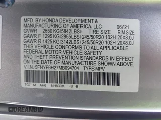 2021 Honda Pilot Special Edition with VIN 5FNYF6H27MB094704, listed as a IAAI auction lot 41953899 with 55,462 mi miles and . Bid and sale history available at DreamBid. Image 9.
