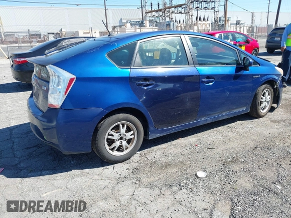 2011 Toyota Prius I with VIN JTDKN3DU8B0259962, listed as a IAAI auction lot 41851859 with 314,714 mi miles. Bid and sale history available at carsss.com. Image 4.