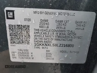 2020 GMC Acadia Denali with VIN 1GKKNXLS8LZ216800, listed as a IAAI auction lot 41822962 with 48,151 mi miles and . Bid and sale history available at DreamBid. Image 9.