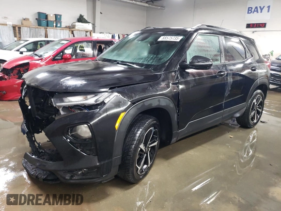 2022 Chevrolet TrailBlazer RS with VIN KL79MUSL9NB016829, listed as a Copart auction lot 88575735 with 36,932 mi miles and Salvage Title. Bid and sale history available at DreamBid. Image 1.