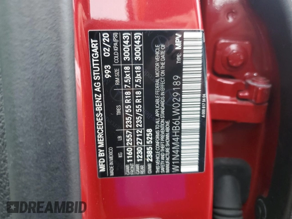 2020 Mercedes-Benz GLB 250 z VIN W1N4M4HB6LW029189, wystawiony jako Copart lot #51075265 z przebiegiem 38 661 mil mil oraz Szkoda całkowita • Salvage title. Historia ofert i sprzedaży dostępna na DreamBid. Obrazek 12.