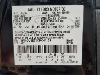 2012 Ford Escape Limited with VIN 1FMCU9E74CKC41169, listed as a Copart auction lot 62715485 with 146,586 mi miles and Salvage title. Bid and sale history available at DreamBid. Image 13.