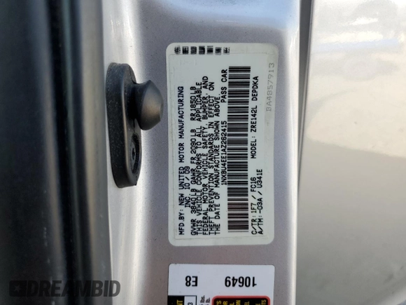 2010 Toyota Corolla with VIN 1NXBU4EE1AZ262415, listed as a Copart auction lot 62133055 with Not provided miles and Clean title. Bid and sale history available at DreamBid. Image 12.