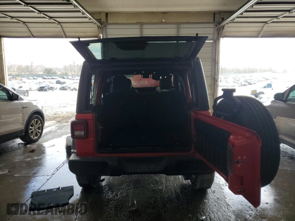 2024 Jeep Wrangler Sport S with VIN 1C4PJXDN5RW210582, listed as a Copart auction lot 47043845 with 18,593 mi miles and Salvage title. Bid and sale history available at DreamBid. Image 6.
