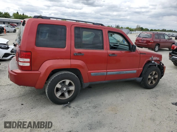 2008 Jeep Liberty Sport with VIN 1J8GN28K58W283952, listed as a Copart auction lot 53860535 with 177,813 mi miles and Salvage Title. Bid and sale history available at DreamBid. Image 3.