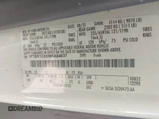 2021 Ford Transit Cargo with VIN 1FTBR1C8XMKA64837, listed as a IAAI auction lot 42008582 with 74,562 mi miles and . Bid and sale history available at DreamBid. Image 9.