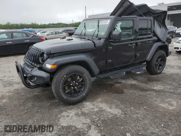 2021 Jeep Wrangler Unlimited Willys Sport with VIN 1C4HJXDN1MW679133, listed as a Copart auction lot 58345635 with 62,375 mi miles and Salvage title. Bid and sale history available at DreamBid. Image 1.