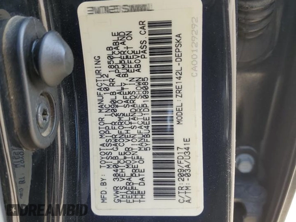 2013 Toyota Corolla L with VIN 5YFBU4EE1DP109085, listed as a Copart auction lot 49443115 with 162,420 mi miles and Salvage Title. Bid and sale history available at carsss.com. Image 15.
