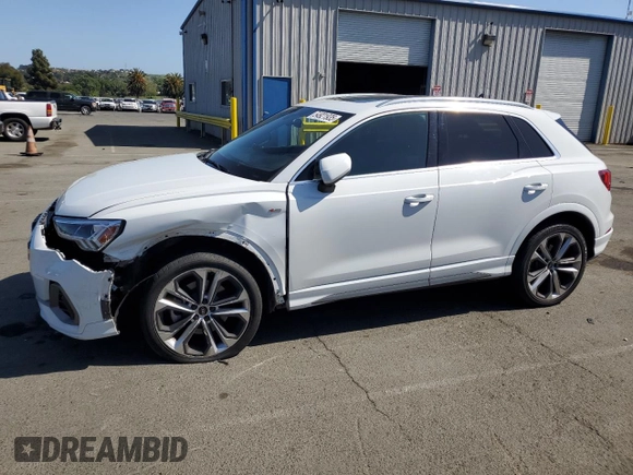 2021 Audi Q3 S line Premium Plus with VIN WA1EECF36M1129591, listed as a Copart auction lot 54921935 with 109,365 mi miles and Salvage title. Bid and sale history available at DreamBid. Image 1.