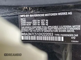 2014 BMW 4 Series 428i with VIN WBA3N7C51EK222053, listed as a Copart auction lot 84374364 with 110,888 mi miles and Salvage Title. Bid and sale history available at DreamBid. Image 14.