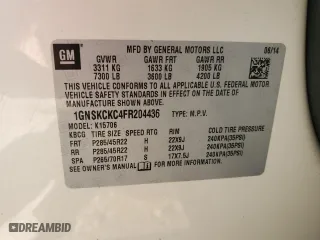 2015 Chevrolet Tahoe LTZ with VIN 1GNSKCKC4FR204436, listed as a Copart auction lot 56281454 with 175,402 mi miles and Clean Title. Bid and sale history available at carsss.com. Image 13.